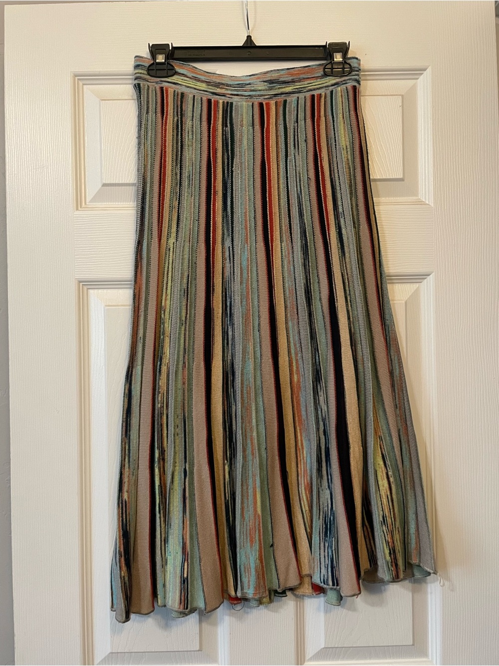Moth Anthropologie Multi-Color Striped Pleated Midi Skirt Size Small